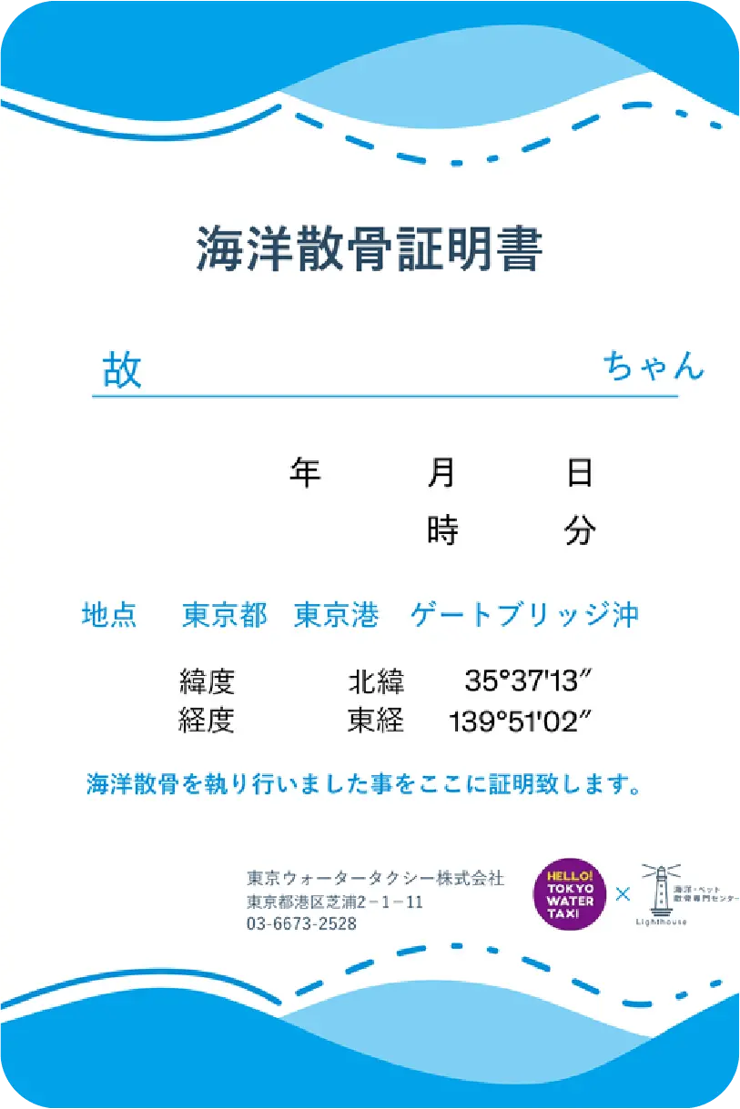 記録動画と散骨証明書のイメージ